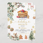 ホワイトパンケーキホリデーブランチクリスマスフローラ 招待状 (正面/裏面)