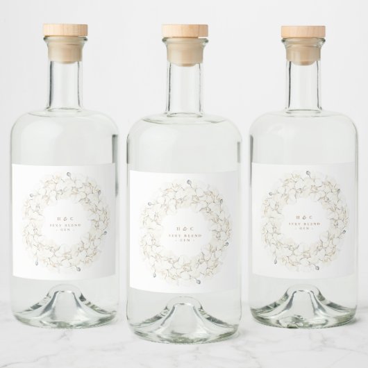 ホワイトパンパスグラストロピカル結婚フローラズジン リキュールボトルラベル (ボトル)