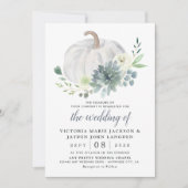 ホワイトパンプキエレガントン多肉性秋シック結婚ズ 招待状 (正面)