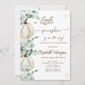 ホワイトパンプキンとグリーンが可愛らしいベイビーシャワーの招待状 招待状 (正面)