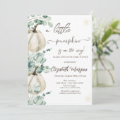 ホワイトパンプキンとグリーンが可愛らしいベイビーシャワーの招待状 招待状 (スタンド正面)