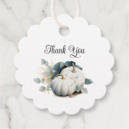 ホワイトパンプキンとユーカリの秋の感謝 フェイバータグ