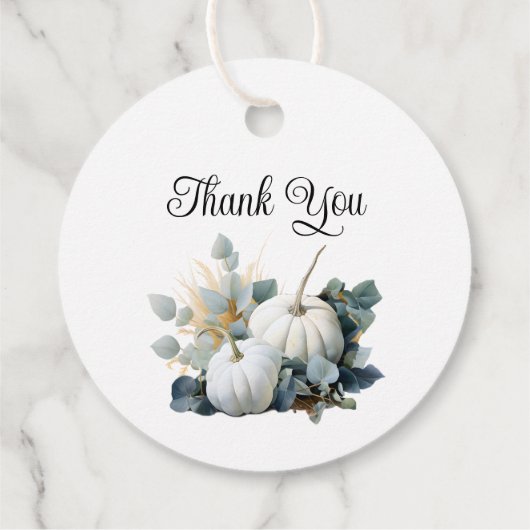 ホワイトパンプキンとユーカリの秋の感謝 フェイバータグ (裏面)