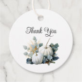 ホワイトパンプキンとユーカリの秋の感謝 フェイバータグ (正面)