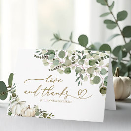 ホワイトパンプキンのグリーン 秋の結婚式のお礼 カード