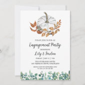 ホワイトパンプキンアンドグリーンリー秋婚約パーティ 招待状 (正面)