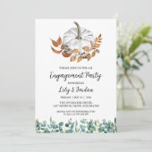 ホワイトパンプキンアンドグリーンリー秋婚約パーティ 招待状 (スタンド正面)