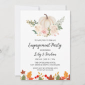 ホワイトパンプキンアンドグリーンリー秋婚約パーティ 招待状 (正面)