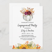 ホワイトパンプキンアンドグリーンリー秋婚約パーティ 招待状 (正面/裏面)