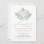 ホワイトパンプキンアンドグリーン秋ベビーブランチ 招待状 (正面)