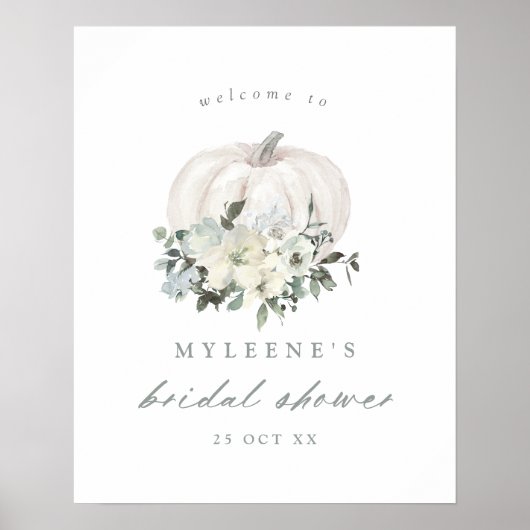 ホワイトパンプキンアンドフラワーズブライダルシャワーへようこそ ポスター (正面)