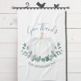 ホワイトパンプキンエレガント感謝祭 キッチンタオル