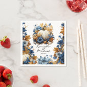 ホワイトパンプキンエレガント秋ガーデン スタンダードカクテルナプキン (インサイチュ)