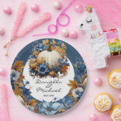 ホワイトパンプキンエレガント秋ガーデン ペーパープレート (パーティー)