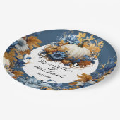 ホワイトパンプキンエレガント秋ガーデン ペーパープレート (アングル)