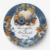 ホワイトパンプキンエレガント秋ガーデン ペーパープレート (正面)