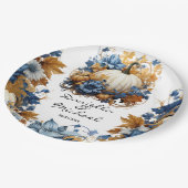 ホワイトパンプキンエレガント秋ガーデン ペーパープレート (アングル)