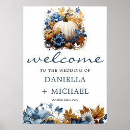 ホワイトパンプキンエレガント秋ガーデン ポスター