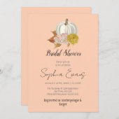 ホワイトパンプキンオータムオレンジブライダルシャワー 招待状 (正面/裏面)