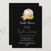 ホワイトパンプキンオータムブラックブライダルシャワー 招待状 (正面/裏面)