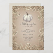 ホワイトパンプキンカードストック秋ベビーシャワーの招待 招待状 (正面/裏面)