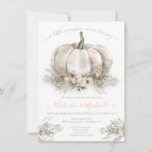 ホワイトパンプキンガール ベビーシャワー カップル フラワーレター 招待状 (正面)