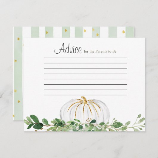 ホワイトパンプキングリーンリーフローラアドバイスカード エンクロージャーカード (正面/裏面)