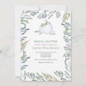 ホワイトパンプキングリーンリーブライダルシャワー招待状 招待状 (正面)
