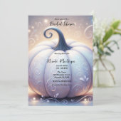 ホワイトパンプキングロースパークルライトブライダルシャワー 招待状 (スタンド正面)