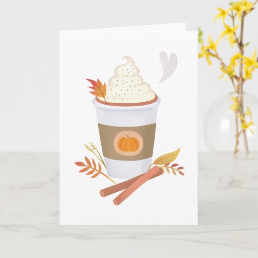 ホワイトパンプキンスパイスラテ秋誕生日 カード (黄色い花)