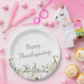 ホワイトパンプキンスファームハウスモダンハッピーサンクスギビング ペーパープレート (パーティー)