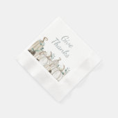 ホワイトパンプキンスファームハウスモダンハッピーサンクスギビング 縁ありカクテルナプキン (角)