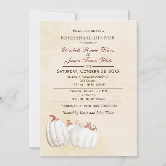 ホワイトパンプキンス秋リハーサル夕食の招待 招待状 (正面)