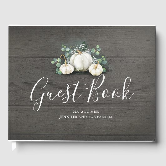 ホワイトパンプキンス素朴カントリー秋の結婚式 ゲストブック (正面)