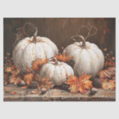 ホワイトパンプキンズヴィンテージ油彩画デコップページ 薄葉紙 (正面)