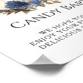 ホワイトパンプキンネイビーブルー秋フローラキャンディバーサイン ポスター (角)