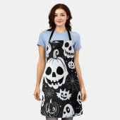ホワイトパンプキンハロウィーンのカボチャのちょうちんハロウィーンエプロン エプロン (着用した状態)