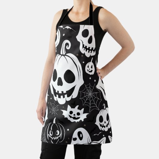 ホワイトパンプキンハロウィーンのカボチャのちょうちんハロウィーンエプロン エプロン (インサイチュ)