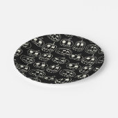 ホワイトパンプキンハロウィーンパターン ペーパープレート (アングル)