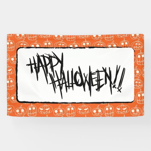 ホワイトパンプキンハロウィーンパターン 横断幕 (横)