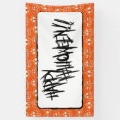 ホワイトパンプキンハロウィーンパターン 横断幕 (縦)