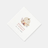 ホワイトパンプキンパープル&テラコッタ結婚フローラ スタンダードカクテルナプキン (角)
