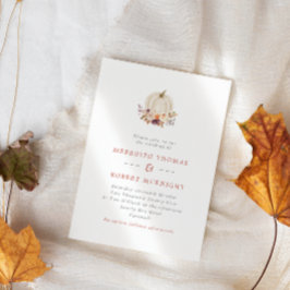 ホワイトパンプキンパープル&テラコッタ結婚フローラ 招待状