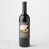 ホワイトパンプキンヒマワリバラ金ゴールド秋の結婚式 ワインラベル (正面)