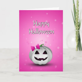 ホワイトパンプキンピンクガーリーハロウィーン カード