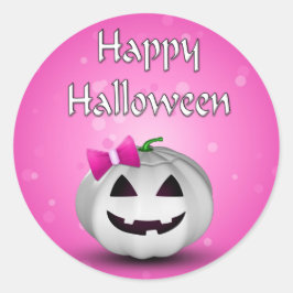 ホワイトパンプキンピンクガーリーハロウィーン ラウンドシール