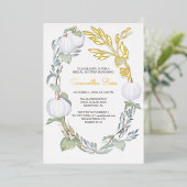 ホワイトパンプキンブライダルシャワーグリーン離れズ 箔招待状 (立ち正面)