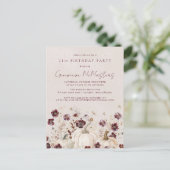 ホワイトパンプキンブルガンディ野花21歳の誕生日 インビテーションポストカード (スタンド正面)