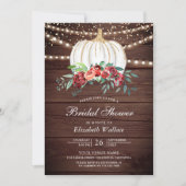 ホワイトパンプキンブルゴーニュフローラウッドブライダルシャワー 招待状 (正面)