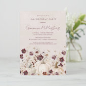 ホワイトパンプキンブルゴーニュワイルドフラワー50誕生日 招待状 (スタンド正面)